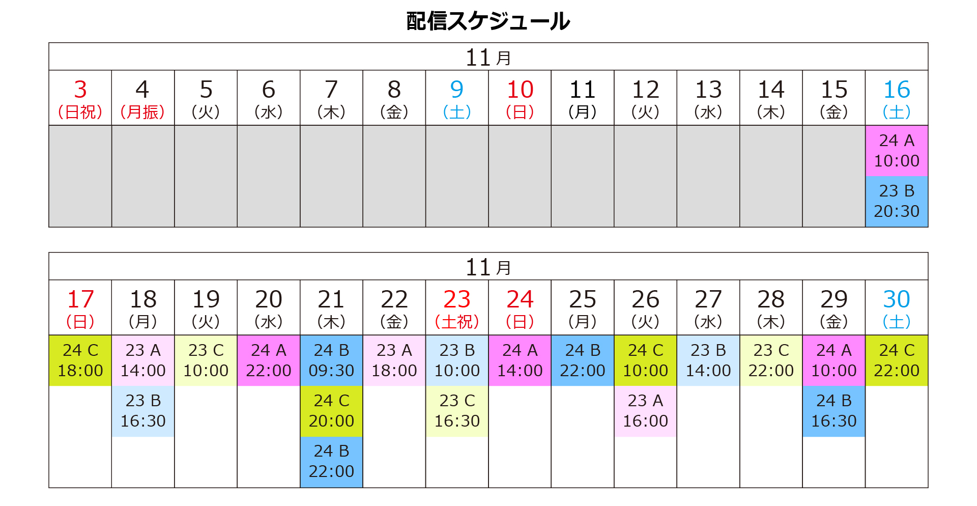 配信スケジュール